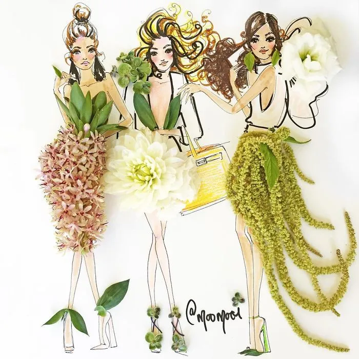 I Use Flowers & Veggies To Create Fashion Illustrations