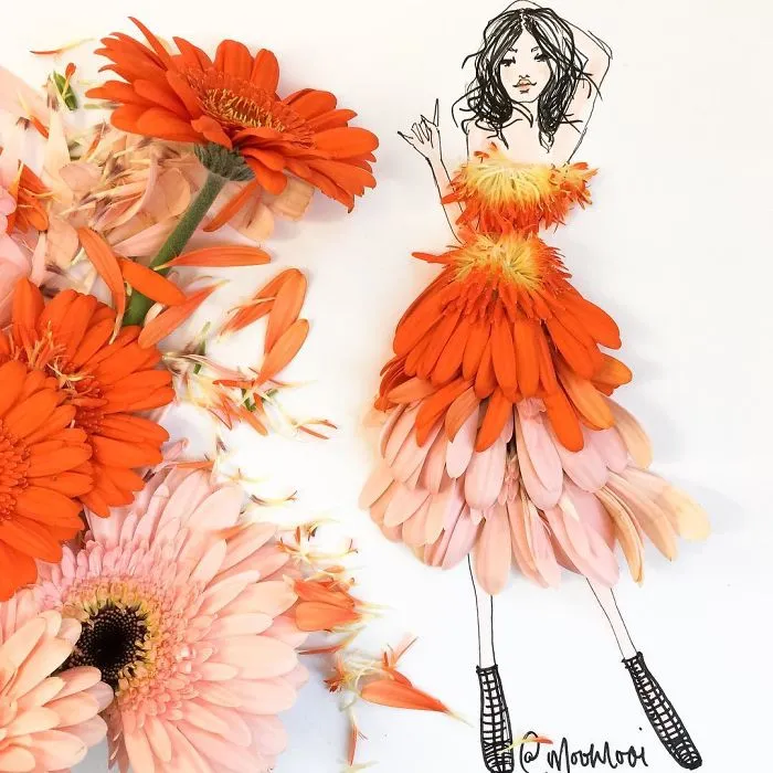 I Use Flowers & Veggies To Create Fashion Illustrations