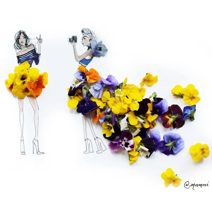I Use Flowers & Veggies To Create Fashion Illustrations
