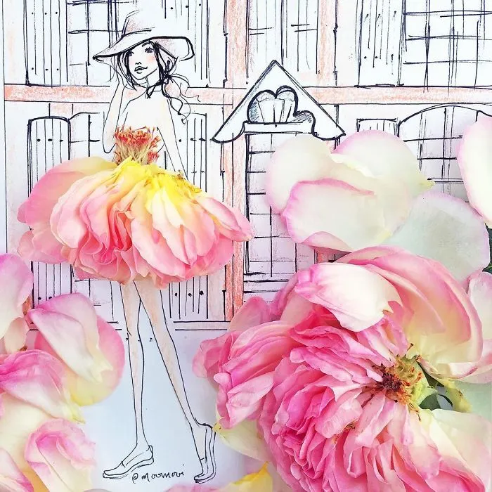 I Use Flowers & Veggies To Create Fashion Illustrations