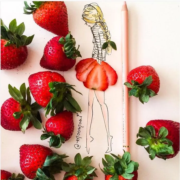 I Use Flowers & Veggies To Create Fashion Illustrations