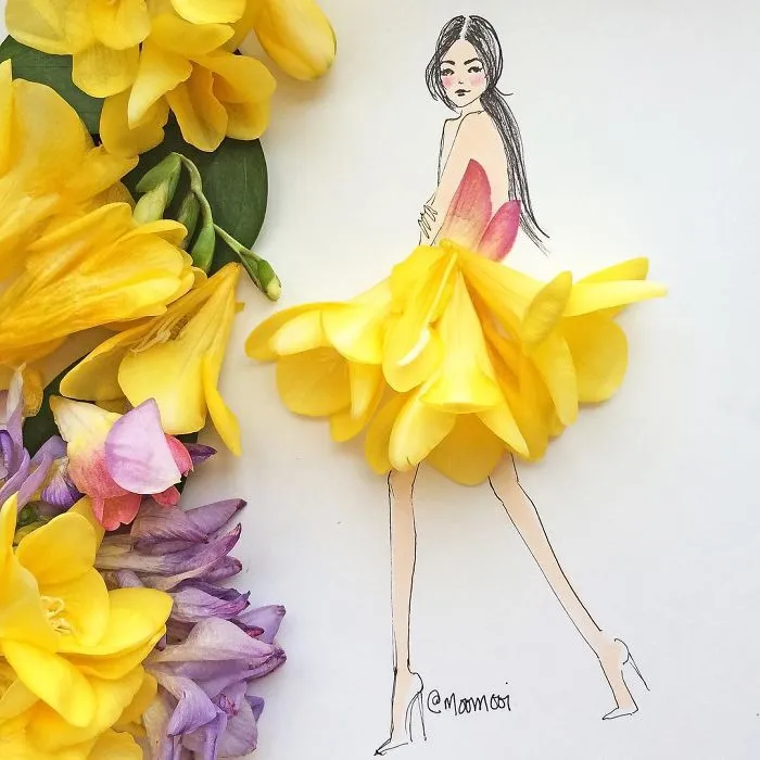I Use Flowers & Veggies To Create Fashion Illustrations