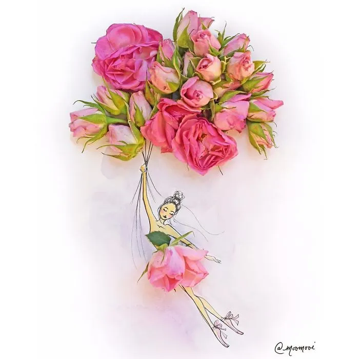 I Use Flowers & Veggies To Create Fashion Illustrations