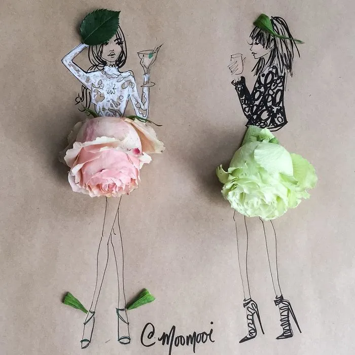 I Use Flowers & Veggies To Create Fashion Illustrations