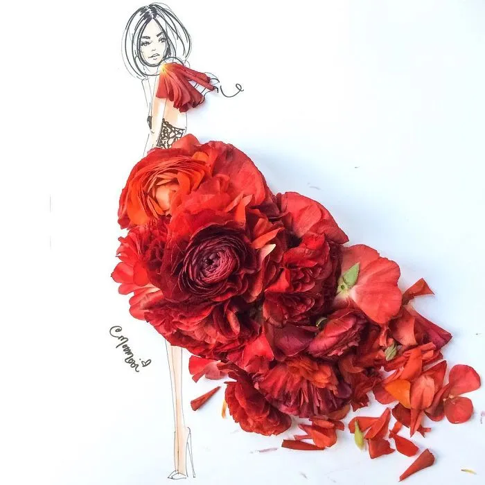 I Use Flowers & Veggies To Create Fashion Illustrations
