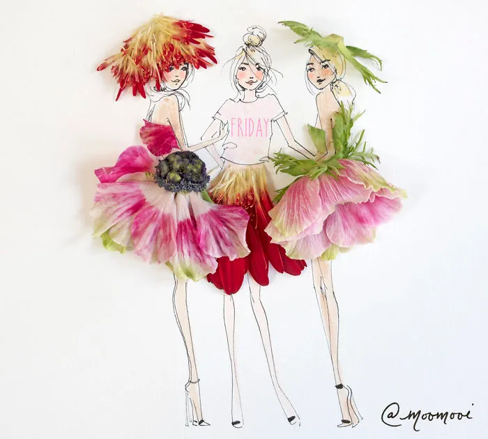 I Use Flowers & Veggies To Create Fashion Illustrations