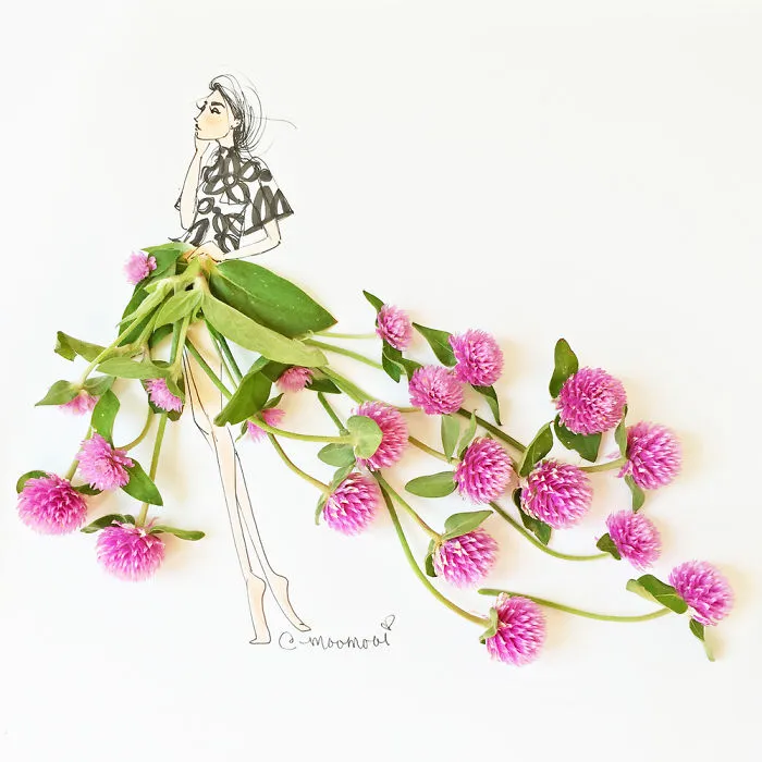 I Use Flowers & Veggies To Create Fashion Illustrations