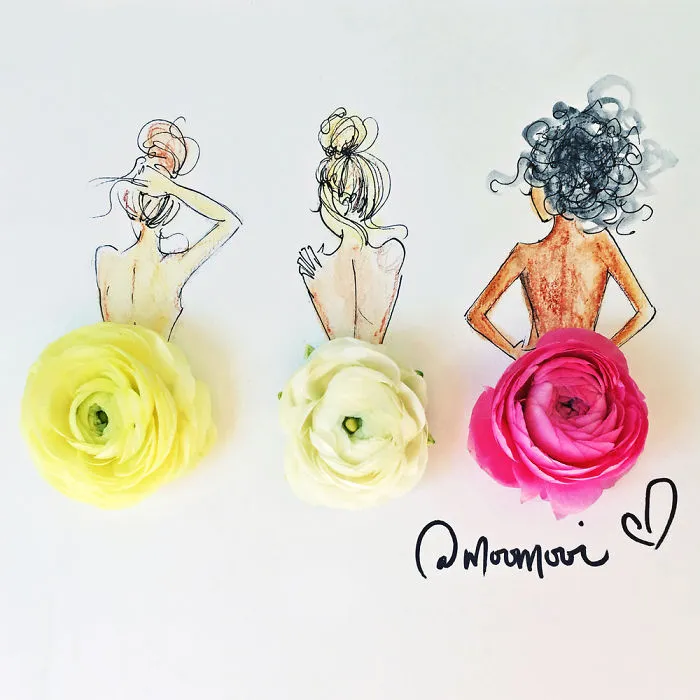 I Use Flowers & Veggies To Create Fashion Illustrations