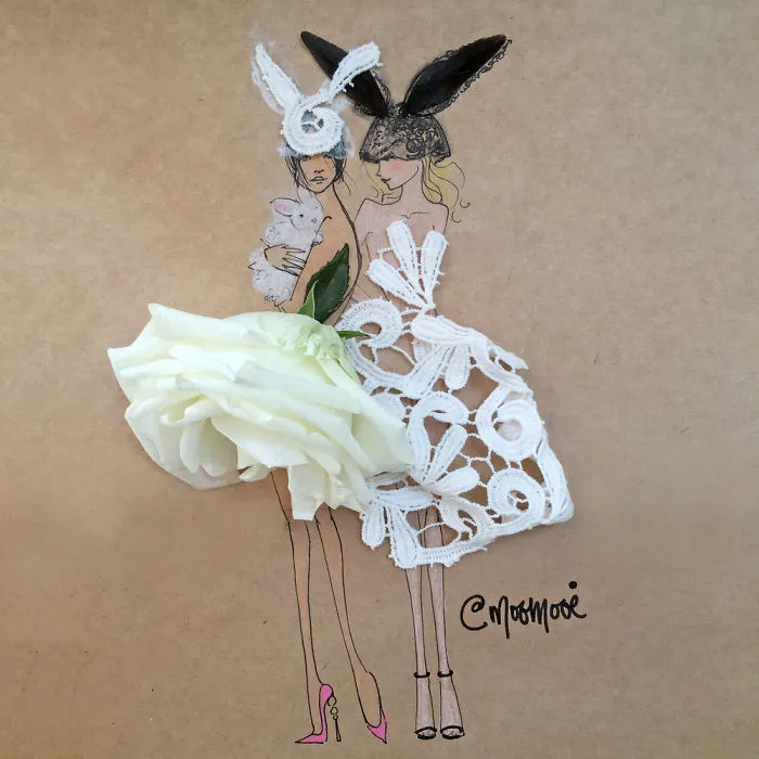 I Use Flowers & Veggies To Create Fashion Illustrations