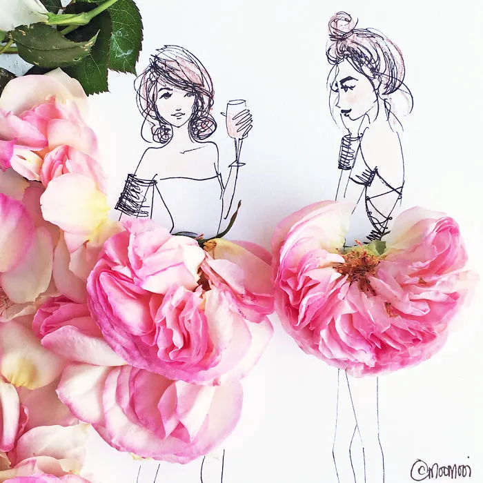 I Use Flowers & Veggies To Create Fashion Illustrations