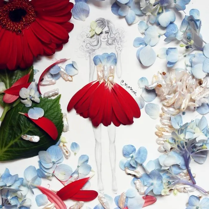 I Use Flowers & Veggies To Create Fashion Illustrations