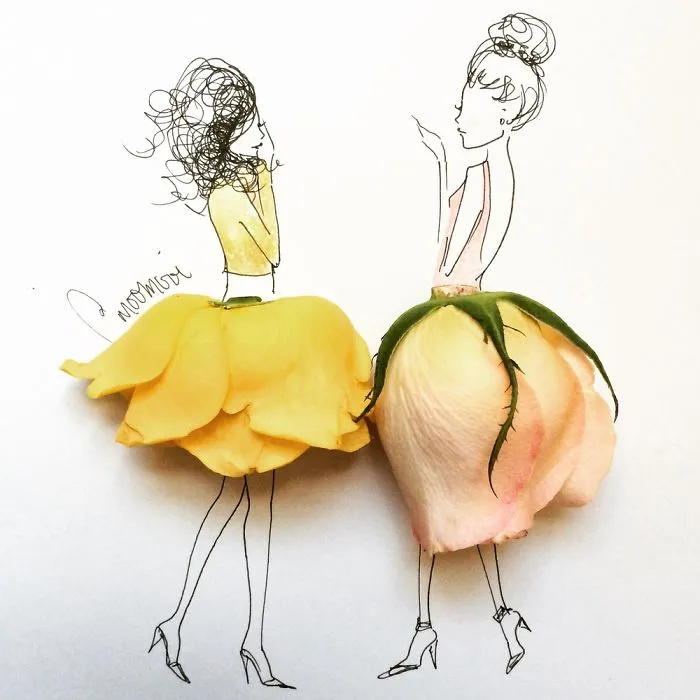 I Use Flowers & Veggies To Create Fashion Illustrations