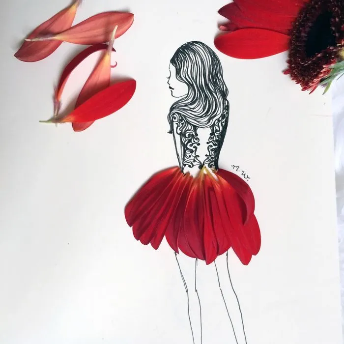 I Use Flowers & Veggies To Create Fashion Illustrations