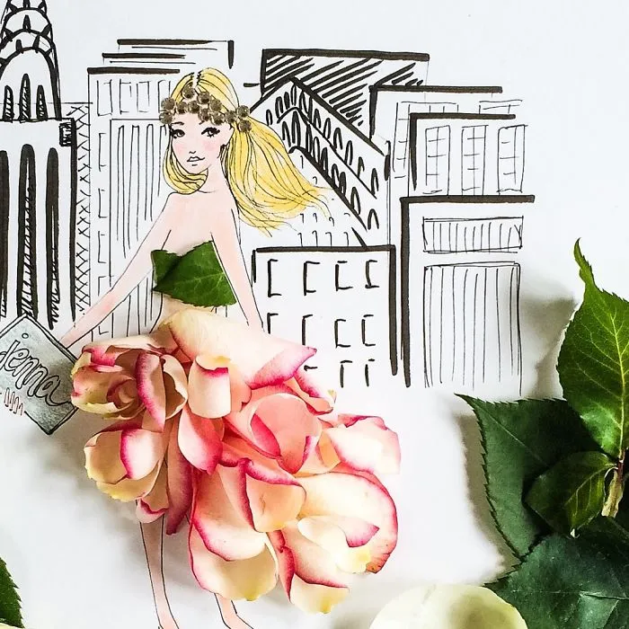 I Use Flowers & Veggies To Create Fashion Illustrations