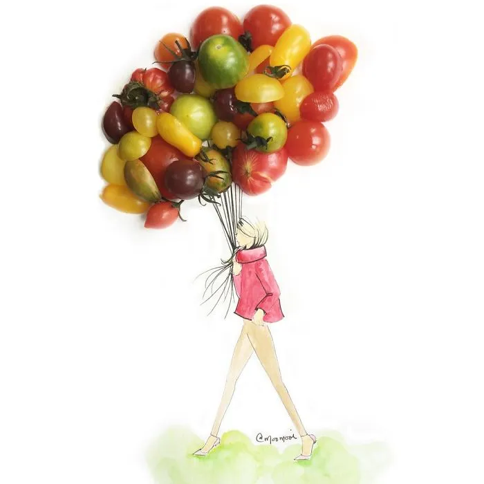 I Use Flowers & Veggies To Create Fashion Illustrations