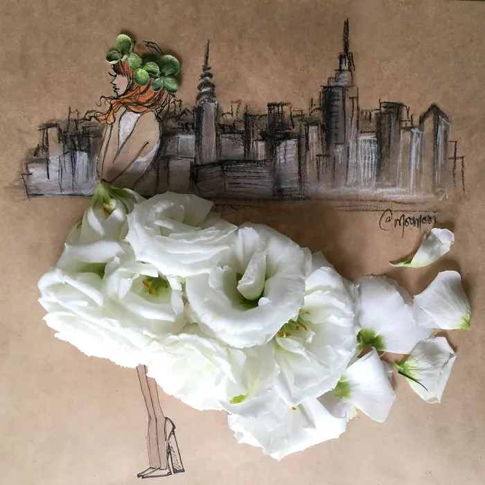 I Use Flowers & Veggies To Create Fashion Illustrations