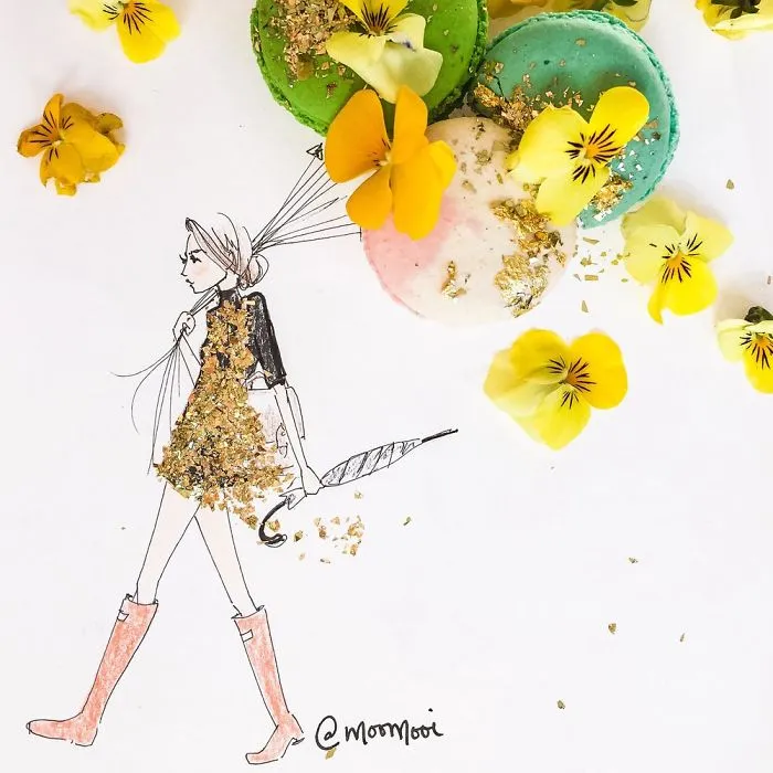 I Use Flowers & Veggies To Create Fashion Illustrations