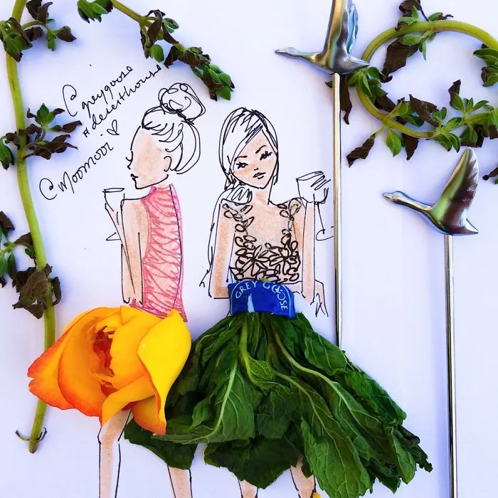I Use Flowers & Veggies To Create Fashion Illustrations