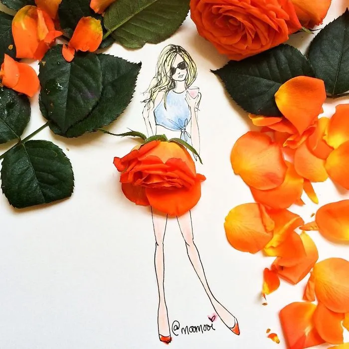 I Use Flowers & Veggies To Create Fashion Illustrations