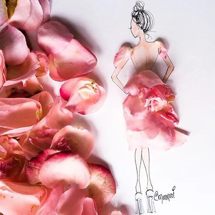 I Use Flowers & Veggies To Create Fashion Illustrations