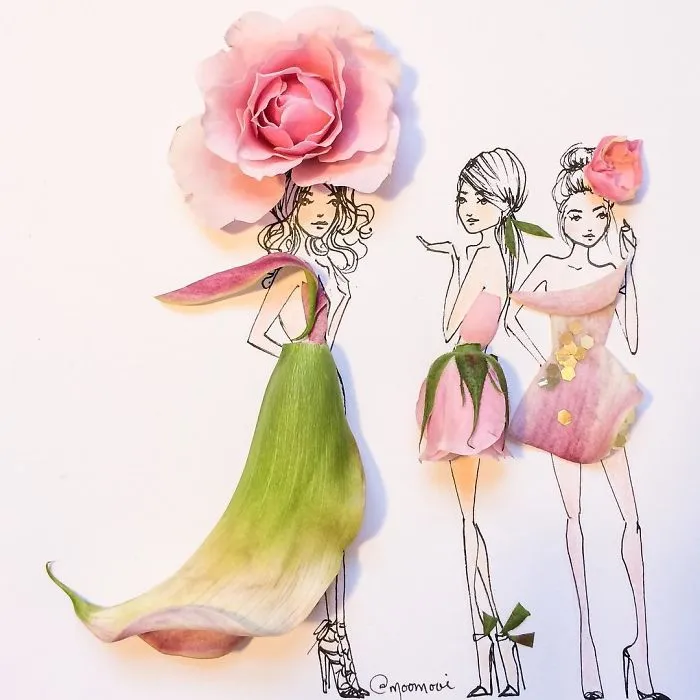 I Use Flowers & Veggies To Create Fashion Illustrations