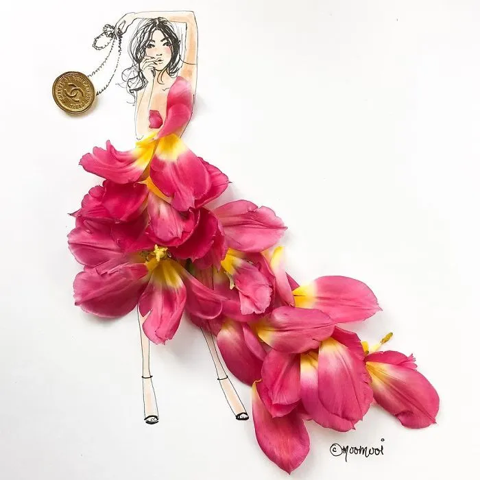I Use Flowers & Veggies To Create Fashion Illustrations