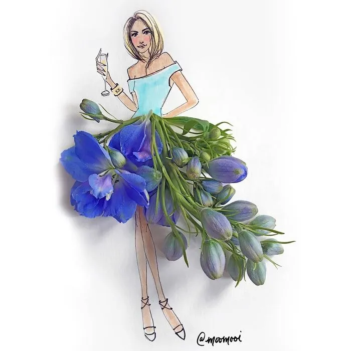 I Use Flowers & Veggies To Create Fashion Illustrations