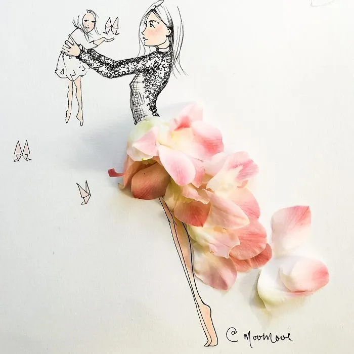 I Use Flowers & Veggies To Create Fashion Illustrations