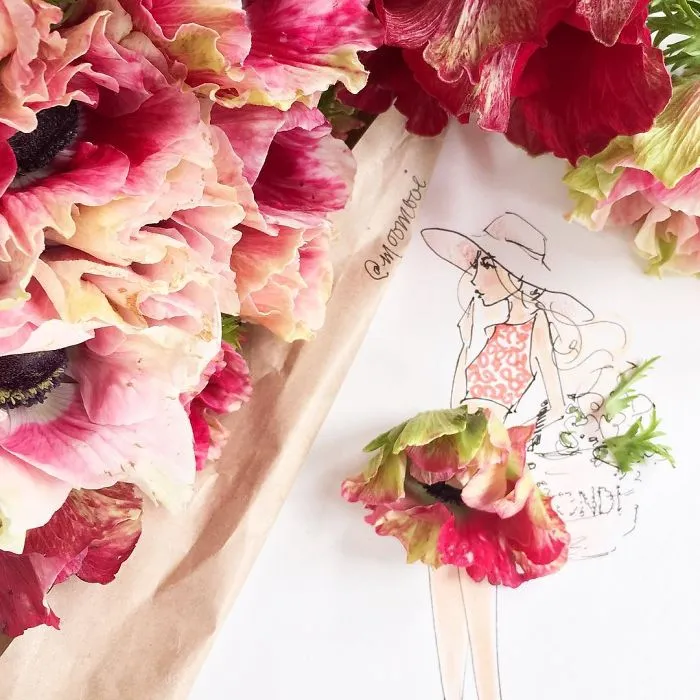 I Use Flowers & Veggies To Create Fashion Illustrations