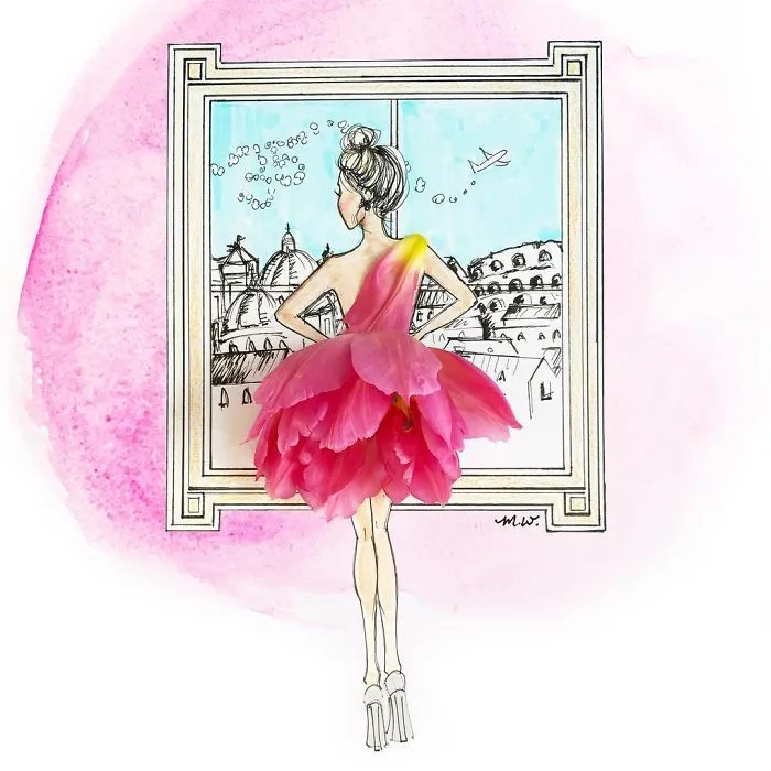 I Use Flowers & Veggies To Create Fashion Illustrations