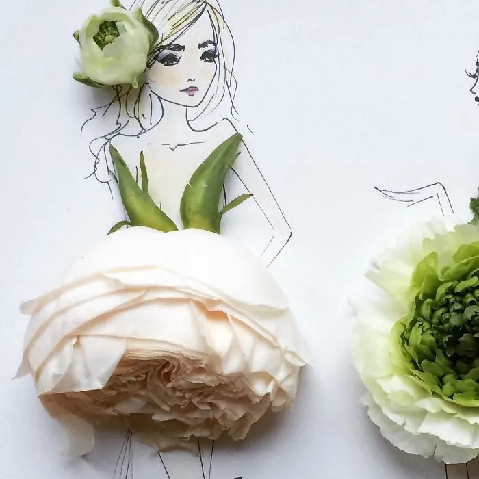 I Use Flowers & Veggies To Create Fashion Illustrations