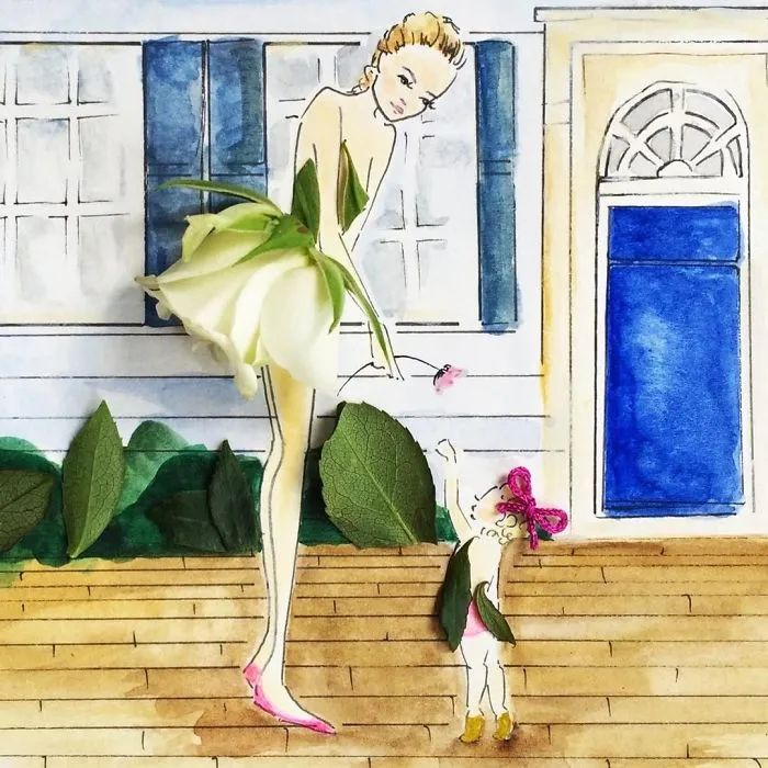 I Use Flowers & Veggies To Create Fashion Illustrations