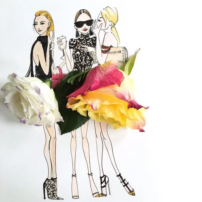I Use Flowers & Veggies To Create Fashion Illustrations