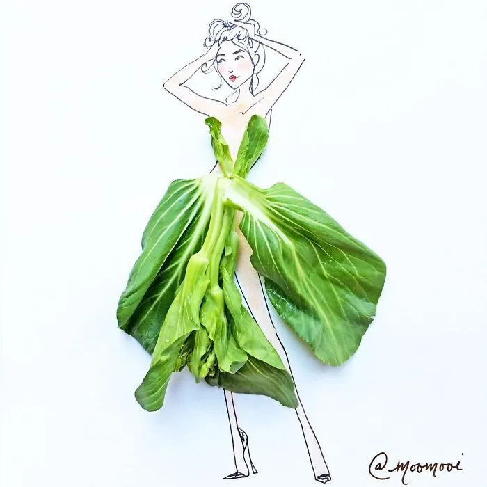 I Use Flowers & Veggies To Create Fashion Illustrations