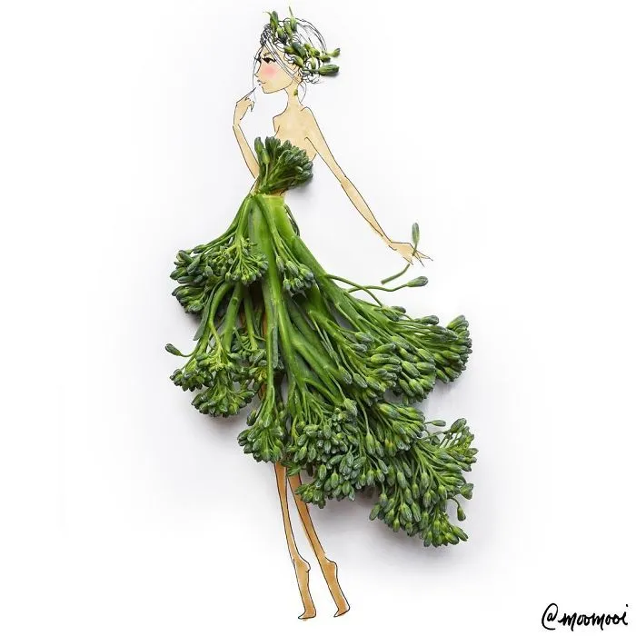I Use Flowers & Veggies To Create Fashion Illustrations