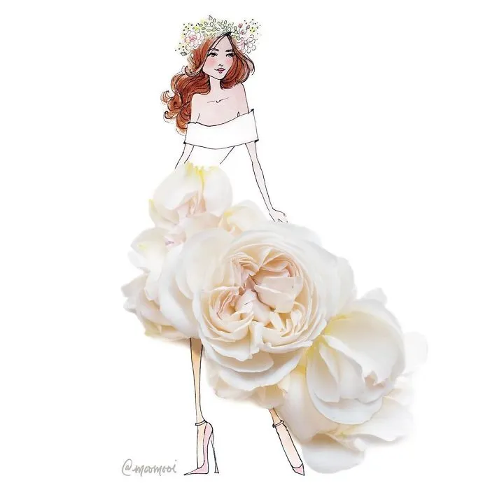 I Use Flowers & Veggies To Create Fashion Illustrations