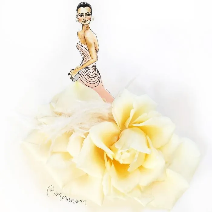I Use Flowers & Veggies To Create Fashion Illustrations