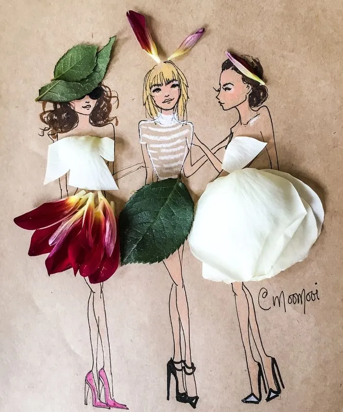I Use Flowers & Veggies To Create Fashion Illustrations