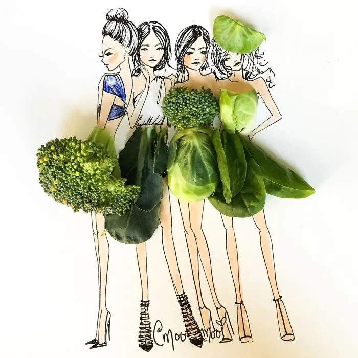 I Use Flowers & Veggies To Create Fashion Illustrations