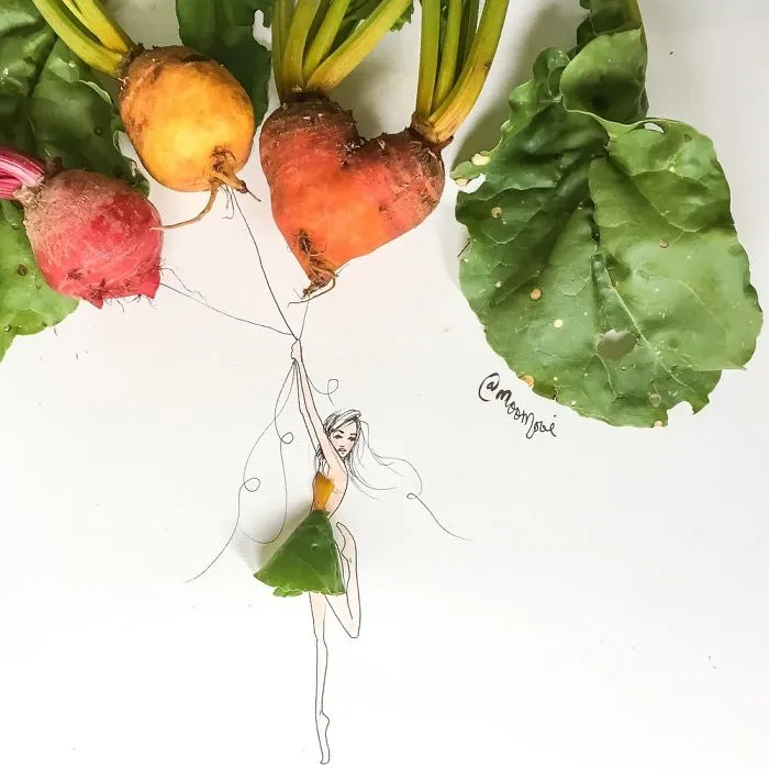 I Use Flowers & Veggies To Create Fashion Illustrations
