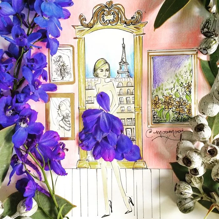 I Use Flowers & Veggies To Create Fashion Illustrations