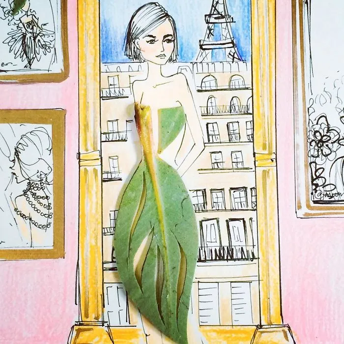 I Use Flowers & Veggies To Create Fashion Illustrations