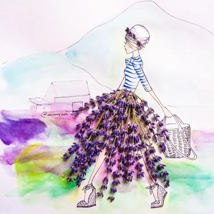 I Use Flowers & Veggies To Create Fashion Illustrations