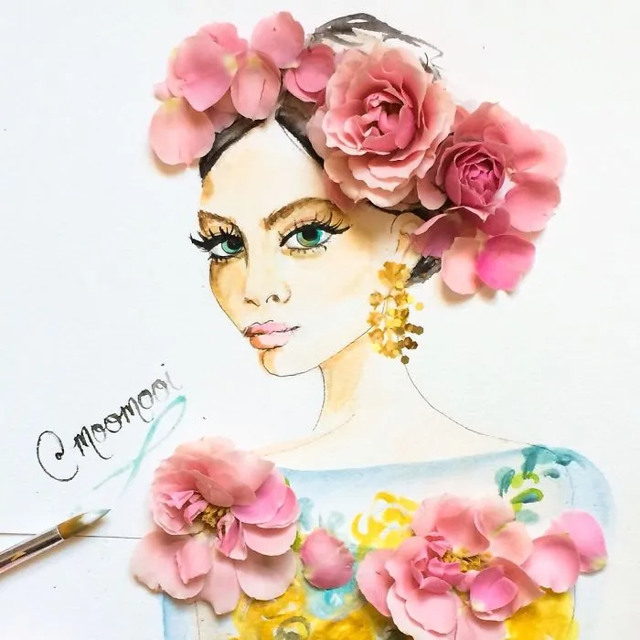 I Use Flowers & Veggies To Create Fashion Illustrations