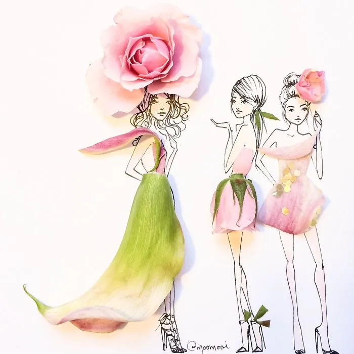 I Use Flowers & Veggies To Create Fashion Illustrations