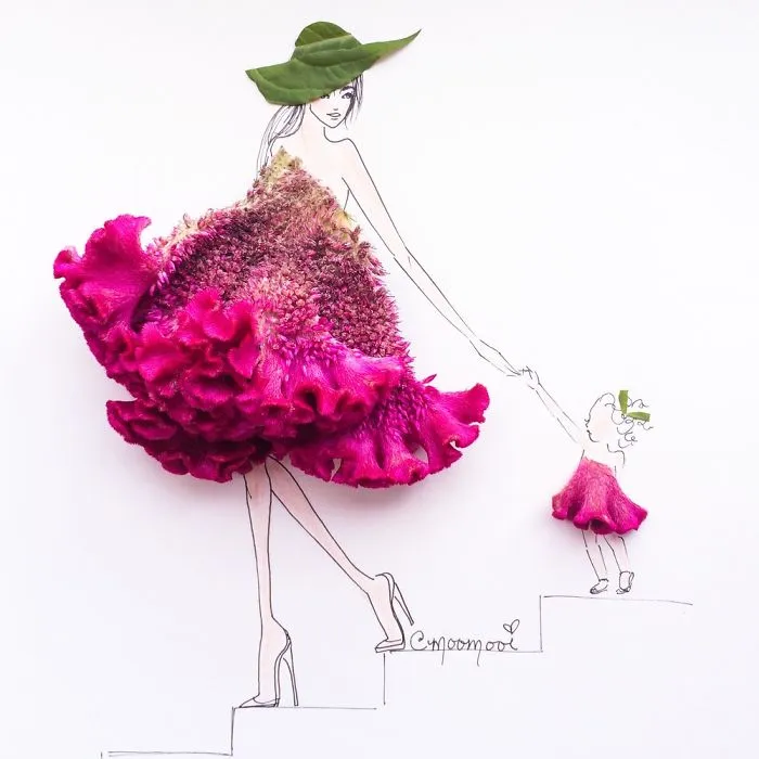 I Use Flowers & Veggies To Create Fashion Illustrations