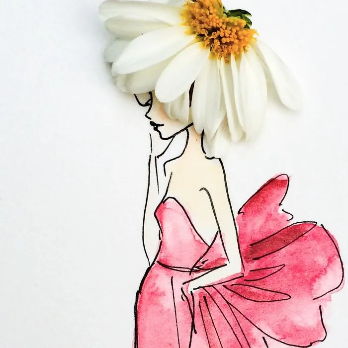 I Use Flowers & Veggies To Create Fashion Illustrations