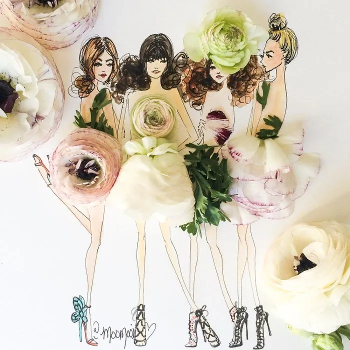 I Use Flowers & Veggies To Create Fashion Illustrations