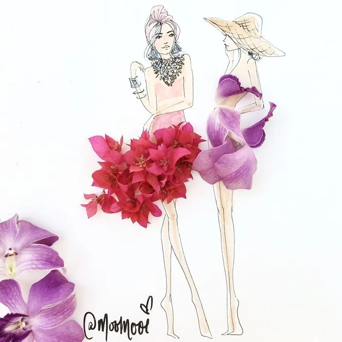 I Use Flowers & Veggies To Create Fashion Illustrations