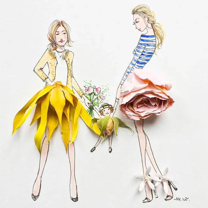 I Use Flowers & Veggies To Create Fashion Illustrations
